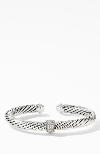 David Yurman Women's Cable Classic Center Station Bracelet With Pavé Diamonds In Silver