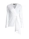 Lafayette 148 Olivia Faux-wrap Blouse In White