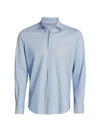 Loro Piana Men's Leisure-fit Cotton Casual Button-down Shirt In Summer Blue