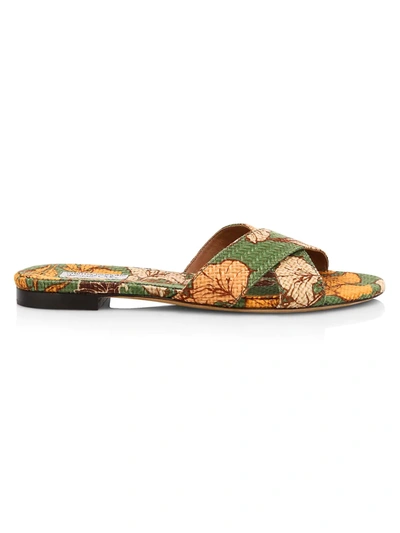 Tabitha Simmons X Johanna Ortiz Lassie Floral-print Raffia Sandals