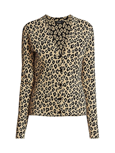 Theory Leopard-print Jacquard-knit Cardigan