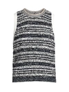 Alice And Olivia Reva Textured Shell Top In Black White Combo