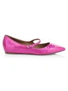 Tabitha Simmons Women's Hermione Iridescent Snakeskin-embossed Leather Mary Jane Flats In Pink