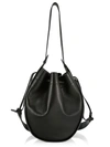 The Row Xl Drawstring Leather Hobo Pouch In Black