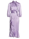 Cinq À Sept Bella Silk Belted Midi Dress In Lavender Mist