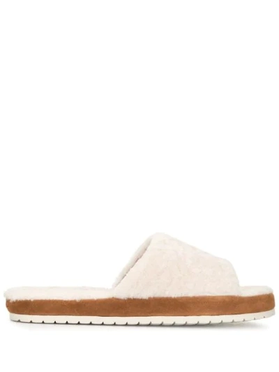 Vince Kalina Shearling-lined Suede Slippers In Turtle Dove