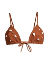 Weworewhat Women's Cooper Shell Detail Bikini Top In Bran