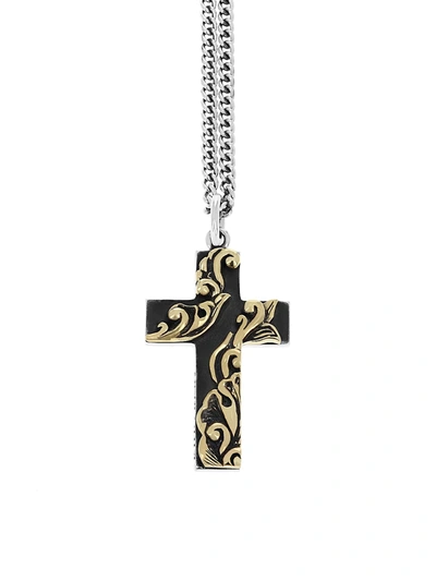 King Baby Studio New Classics Goldtone Scroll Cross Pendant Necklace In Silver