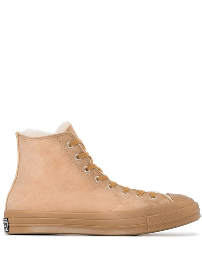Converse Men's Chuck 70 High-top Shearling-lined Suede Sneaker In Brown