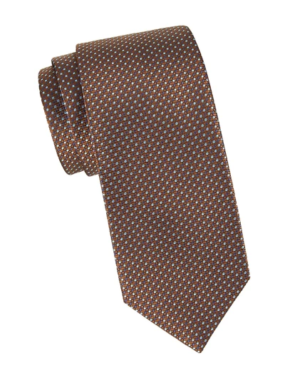 Brioni Men's Mini Dot Silk Tie In Brown Navy
