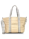 Think Royln Junior Wingman Pearlized Quilted Tote In Pearl Gold