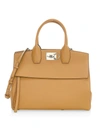 Ferragamo Women's Medium Studio Leather Top Handle Bag In Beechwood