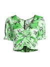 Likely Women's Mona Floral Cropped Blouse In Pistachio Black