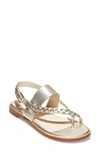 Cole Haan Women's Anica Braided Metallic Leather Slingback Thong Sandals In Gold