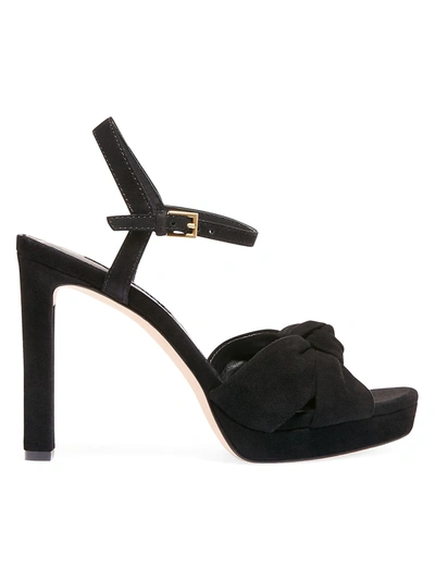 Alice And Olivia Women's Bailee Knotted Suede Platform Sandals In Black
