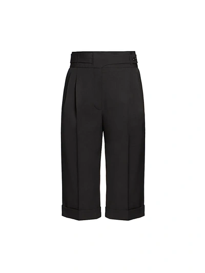 Saint Laurent Women's High-waisted Cuffed Culottes In Nero