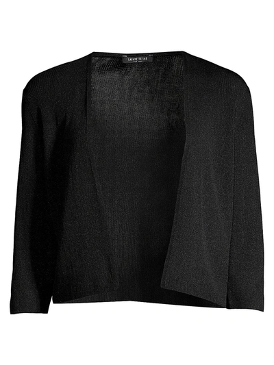 Lafayette 148 Open-front Cropped Cardigan In Black