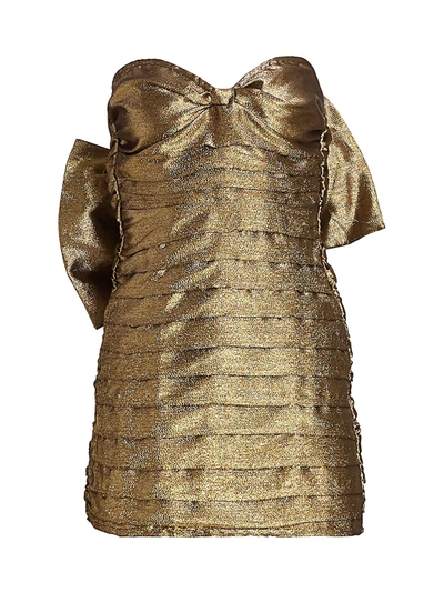 For Love & Lemons Juliette Bow Dress In Gold