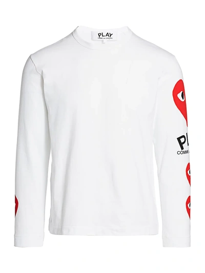 Comme Des Garçons Play Multi Heart Graphic Long-sleeve Tee In White