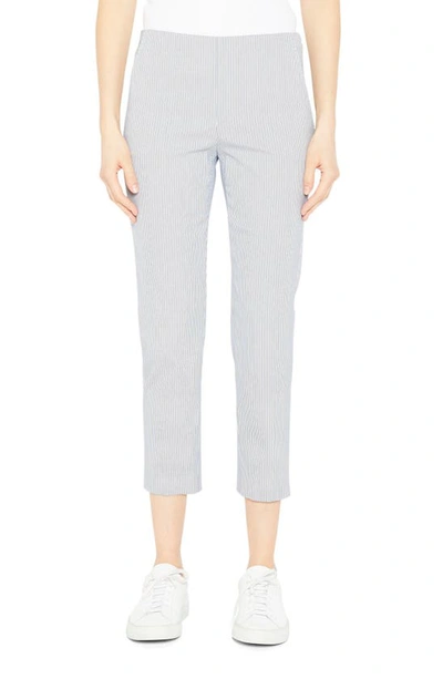 Theory Fine Pinstripe Cotton Crop Treeca Pants In Grey