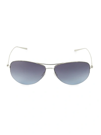 Oliver Peoples Strummer Titanium Aviator Sunglasses In Silver