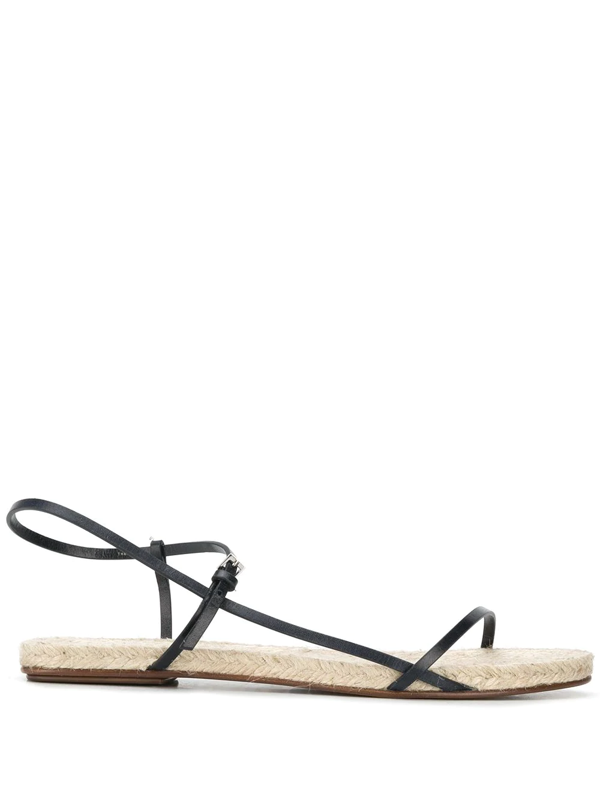 The Row Bare Flat Leather Espadrille Sandals In Midnight Blue | ModeSens