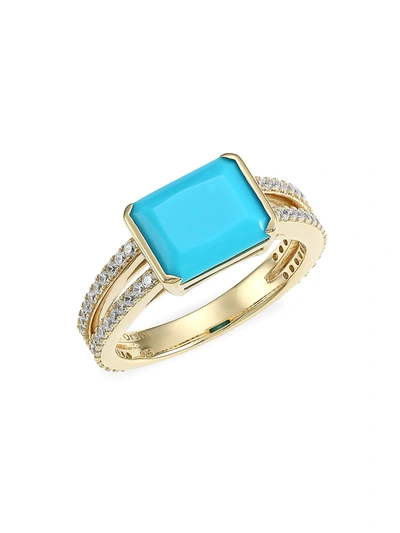 Adriana Orsini Women's 18k Goldplated, Blue Nano & Cubic Zirconia Signet Ring