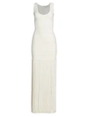 Herve Leger Fringe Maxi Dress In Alabaster