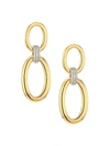 Alberto Milani Via Senato 18k Yellow Gold & Diamond Oval Link Earrings