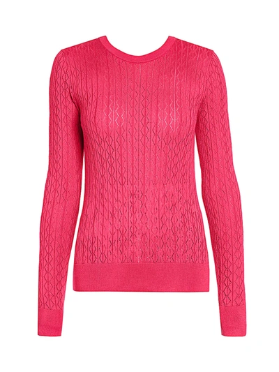 Dolce & Gabbana Lace Silk Knit Top In Dark Pink