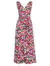 Dolce & Gabbana Women's Charmeuse Floral-print Wrap Dress In Red Pink White