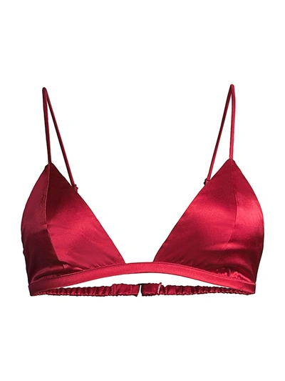 Fleur Du Mal Luxe Triangle Bra In Pop Cherry