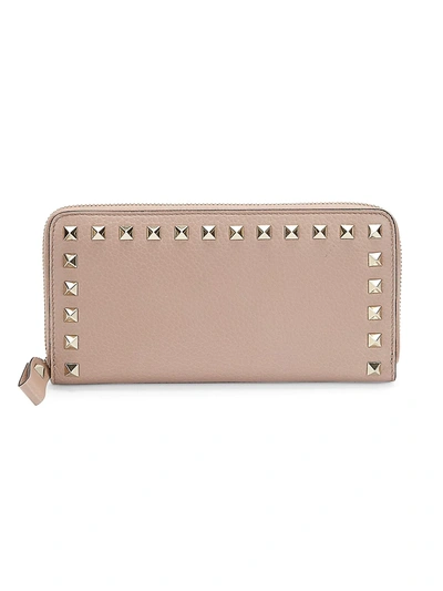 Valentino Garavani Garavani Rockstud Leather Continental Wallet In Poudre