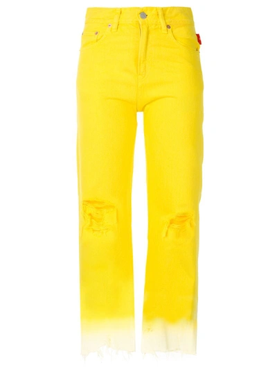 Denimist Pierce High-rise Crop Wide-leg Jeans In Yellow