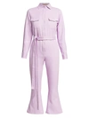 Maggie Marilyn Bite The Bullet Organic Cotton Kick-flare Jumpsuit In Lavender