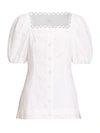 Erdem Women's Inez Puff Sleeve Top In Batiste White