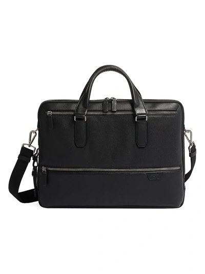 Tumi Harrison Harrow Double Zip Leather Brief Case In Black