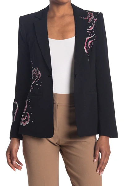 Cinq À Sept Swirling Plume Rumi Embroidered Blazer In Bml