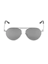 Cutler And Gross 58mm Metal Aviator Sunglasses In Silver Black