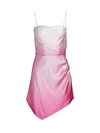 Retroféte Auris Draped Crystal-embellished Dégradé Silk-satin Mini Dress In Deep Dye Pink