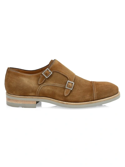 Saks Fifth Avenue Collection By Magnanni Suede Double Monk-strap Shoes In Tan