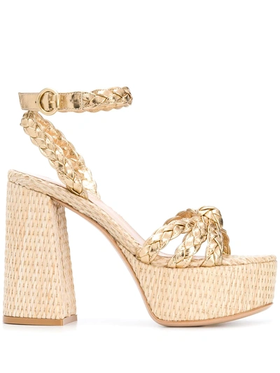 Gianvito Rossi 110 Braided Metallic Leather Platform Sandals In Gold