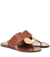 Tory Burch Embellished Leather Sandals In Brown