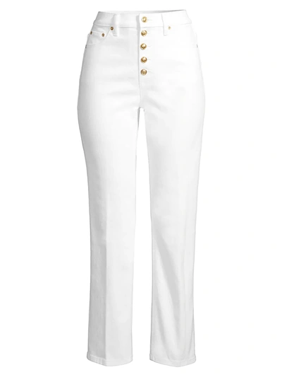 Tory Burch Button-fly Denim Pants In White