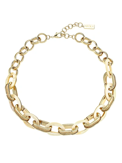 Akola Horn & Raffia Golden Link Chain Necklace In Natural