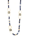 Akola Mixed Gemstone Beads & Horn Link Long Necklace In Blue Multi