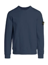 Stone Island Men's Crewneck Cotton Fleece Sweatshirt In Blue Marine