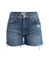 Mother The Dutchie High-rise Fray Destructed Denim Shorts In My Treat