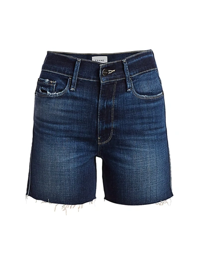 Frame Women's Le Tour High-rise Raw Edge Denim Shorts In Azuza