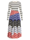 Altuzarra Woodbine Mixed Media Stripe Midi Dress In Neutral